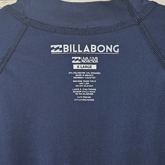 Billabong Swim Shirt UVA UVB 50+ UPF Protection Size XL - Picture 5 of 5
